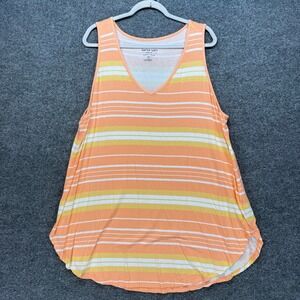 Torrid Shirt Womens 4X Orange Striped Super Soft Vneck Tshirt Tank Top Plus Size